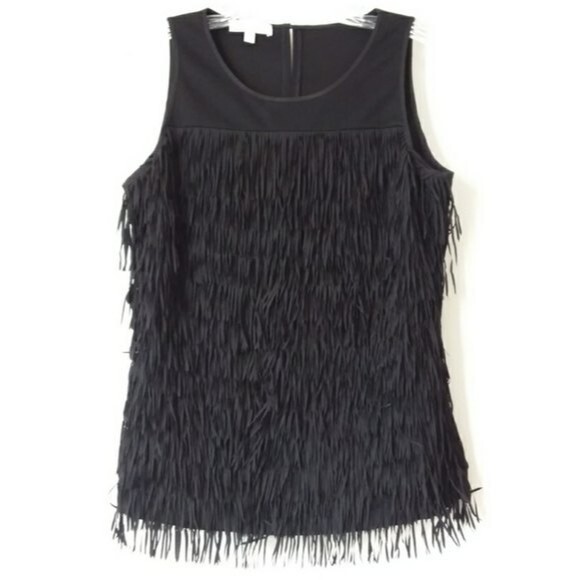 RSVP by Talbots Black Fringe Front Top S - Picture 1 of 7